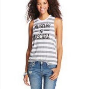 Chin Up Apparel - Muscles & Mascara Striped Tank Top